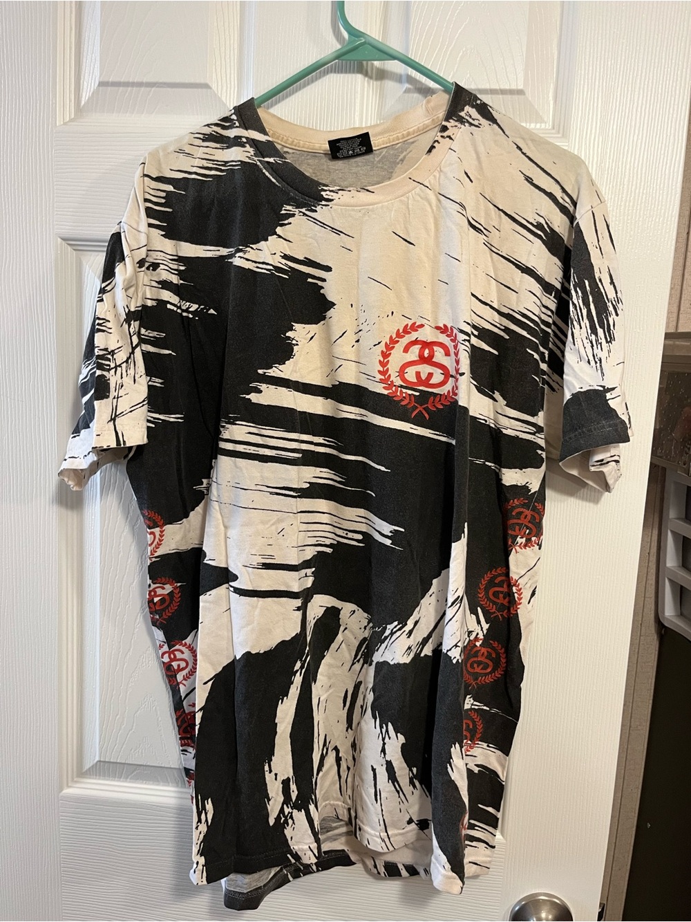 Stussy Men’s  All Over Print Paint Splatter 2-Sided Skate Graphic T-shirt Size L